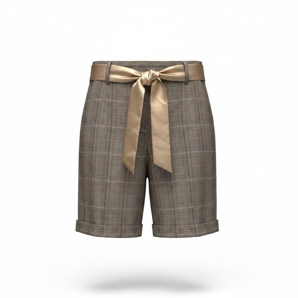 Speechless Women Jr Miss Size 7 Plaid Bermuda Shorts Mid Rise Cuffed Brown Blue